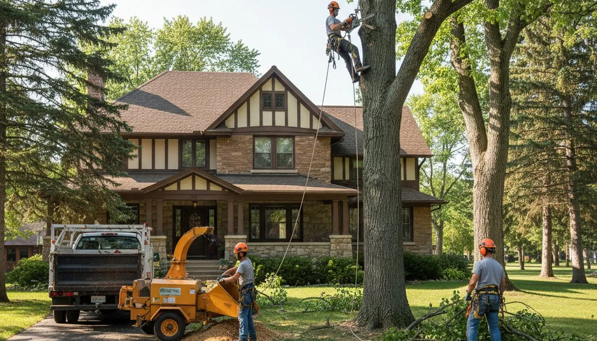 Tree service crew in Oshkosh, WI providing professional tree removal and trimming services