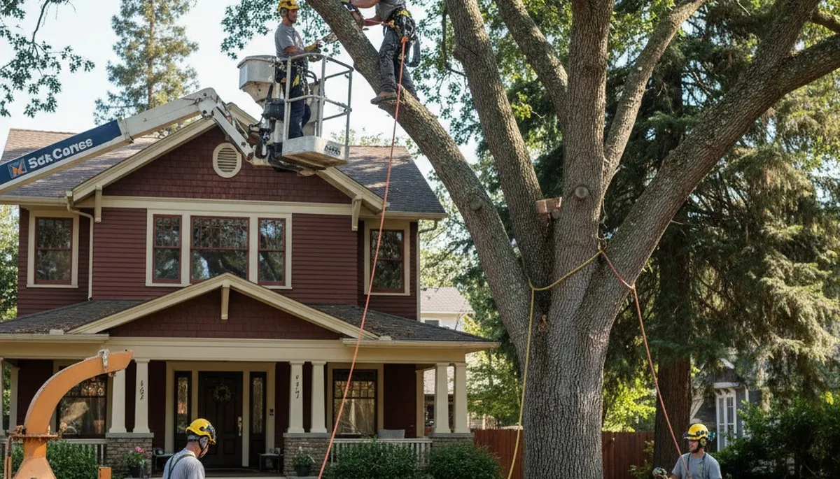 Tree service crew in Oshkosh, WI performing professional tree removal and trimming services