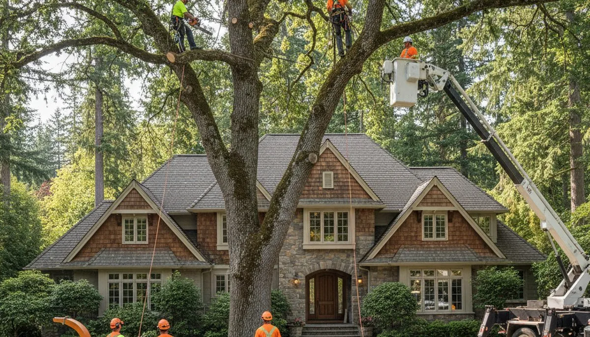 Tree service crew in Oshkosh, WI performing professional tree removal and cleanup