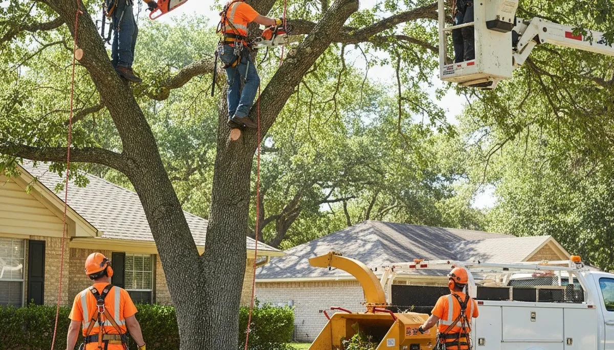 Tree trimming crew improving tree health and yard safety in Oshkosh, WI